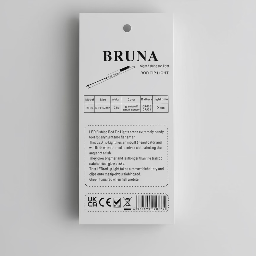 BRUNA Night Fishing LED Tip Light (No Battery Included) | Model A: Constant Green Model B: Smart Color Change (Green → Red)