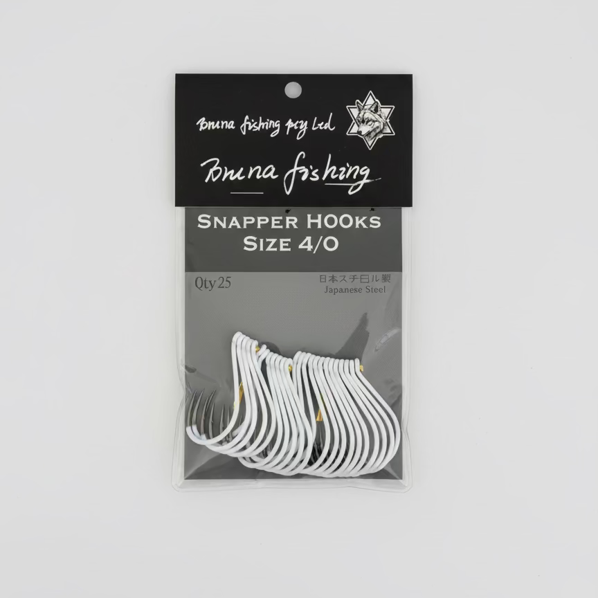 Premium Snapper Hooks – 4/0, 5/0, 6/0 | Japanese Steel | Green / White | 25pcs Pack  (10 packs for $156.95)