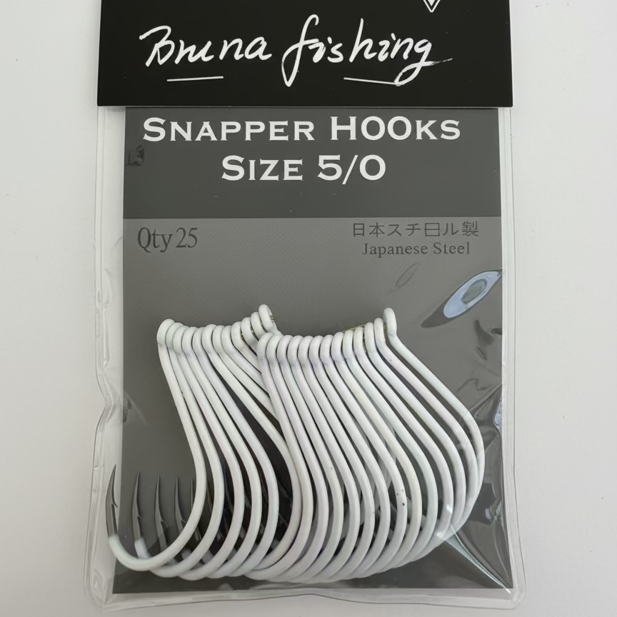 Premium Snapper Hooks – 4/0, 5/0, 6/0 | Japanese Steel | Green / White | 25pcs Pack  (10 packs for $156.95)
